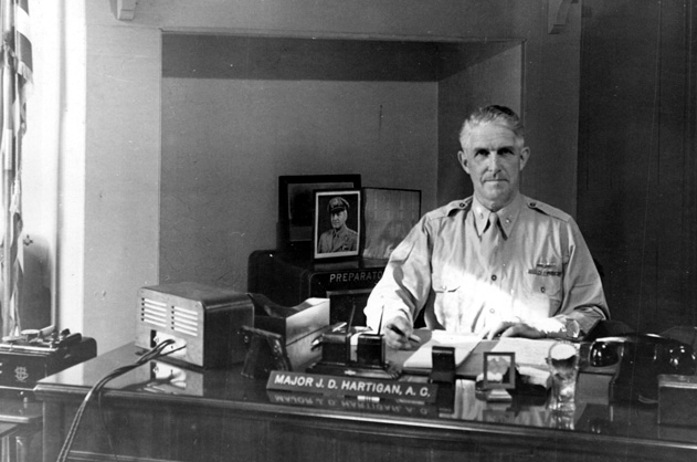 Major Hartigan at his Dickinson desk